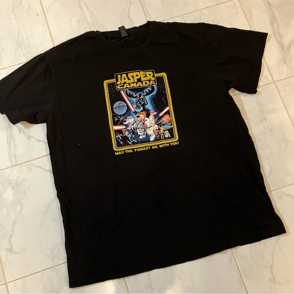 Black Graphic T-Shirt with Space Theme
